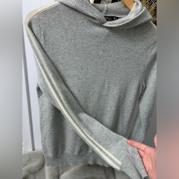 NWT RLX Cashmere Ralph Lauren Washable Hoodie Grey Sweater Stripes Pullover New - Picture 9 of 14